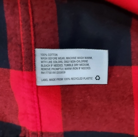 Cat & Jack girl's size M 8/10, long sleeve, cotton, red & black plaid shirt - Picture 6 of 6